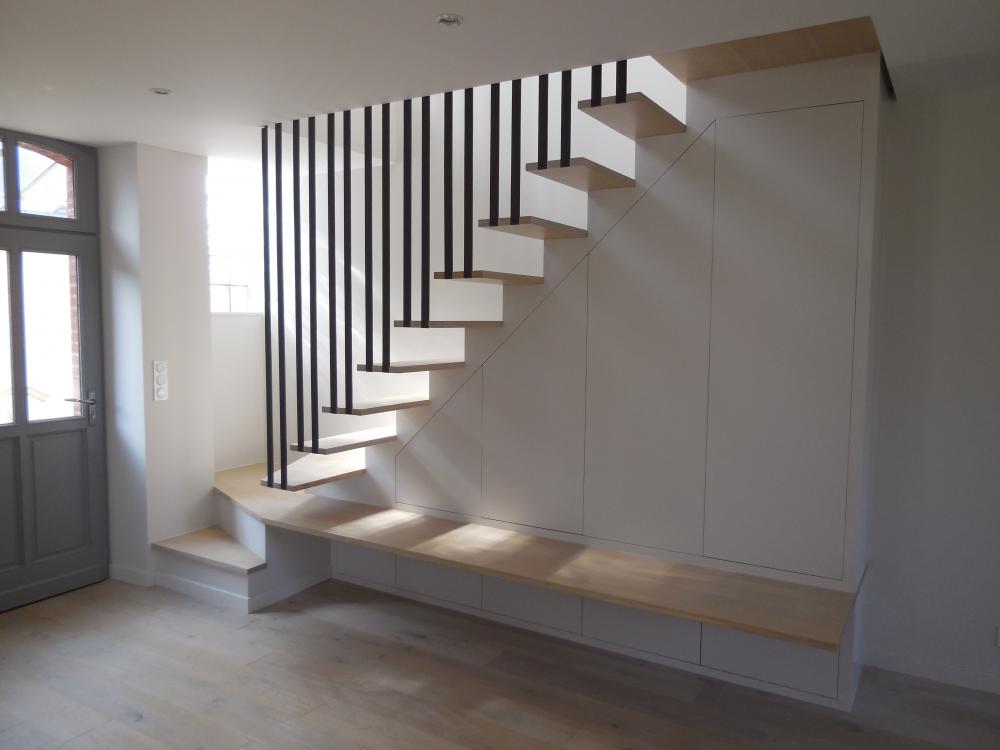 agencement conception escalier sur mesure bois métal